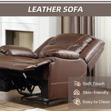 EBELLO Genuine Leather Manual Recliner Chair, Reclining Sofa Chair Couch for Living Room, Bedroom Furniture, Meeting Room, Brown EBELLO