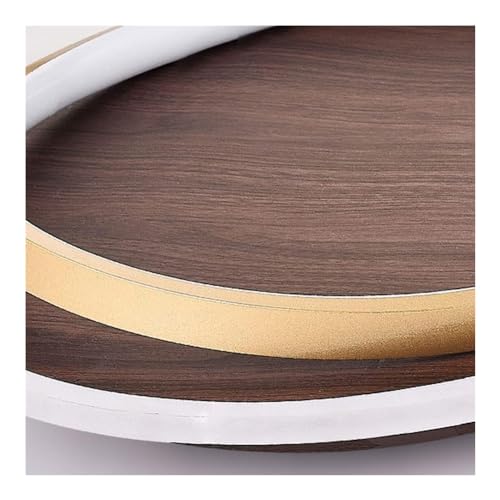 Farmhouse LED Ceiling Light Fixture - Wood Grain Finish Semi Flush Mount Round Mid Century Modern Ceiling Light with Gold Ring Antique Vintage Lighting Fixture for Living Room Bedroom Kitchen Bathroom DXYC