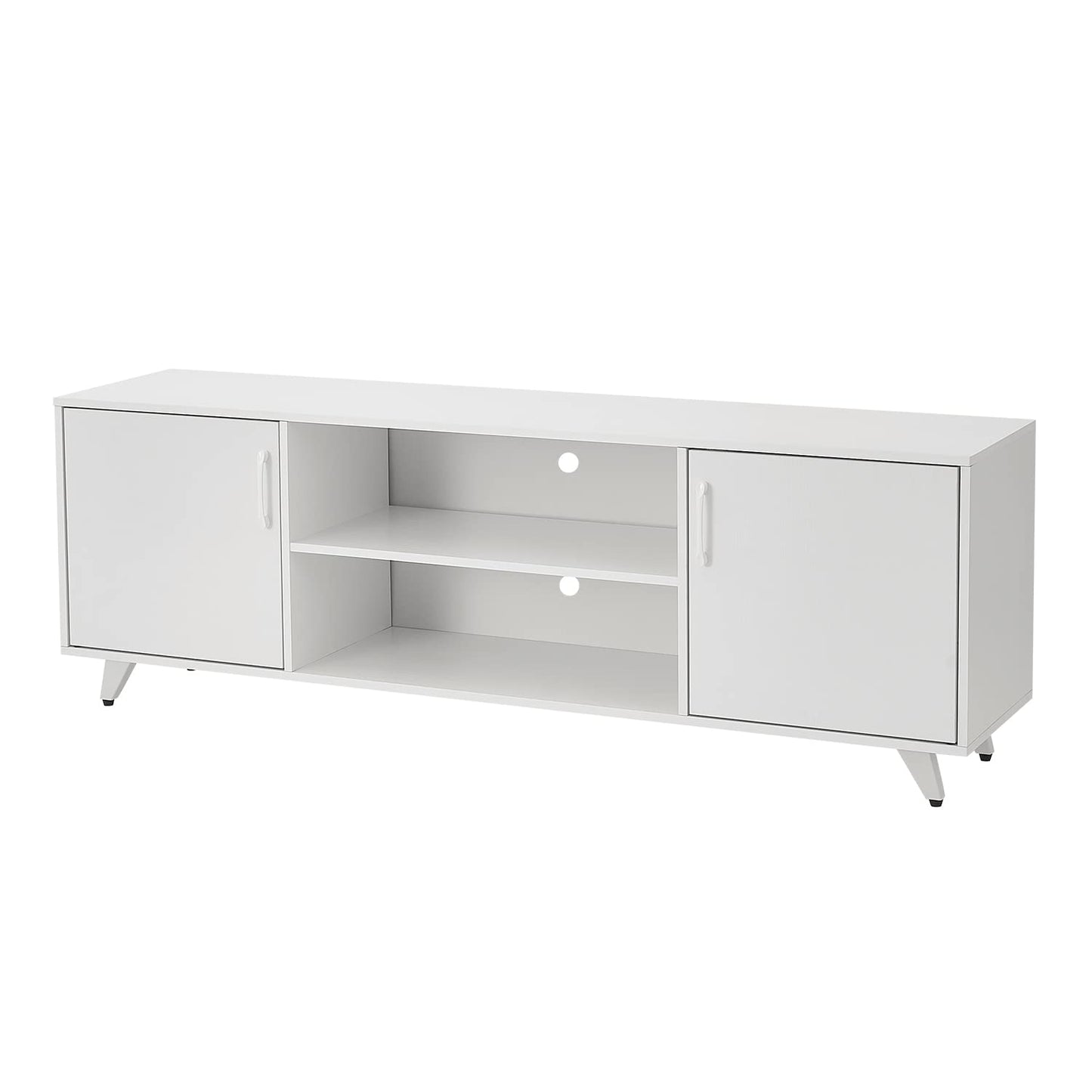 Panana TV Stand Television Stands TV Console Unit with Shelf and 2 Doors Storage Cabinets for Living Room Bedroom for TVs up to 70 Inches (White,62.99 inches)