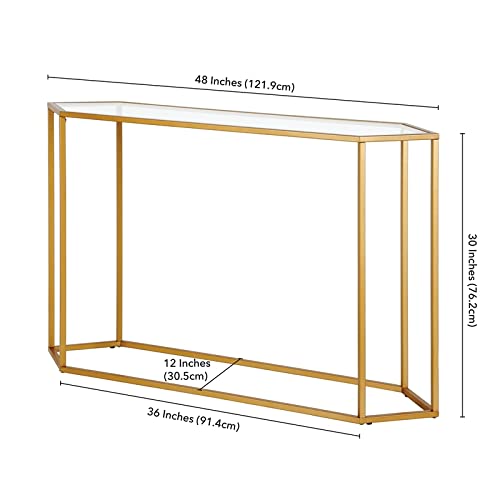 Beck 48'' Wide Hexagonal Console Table in Brass Henn&Hart