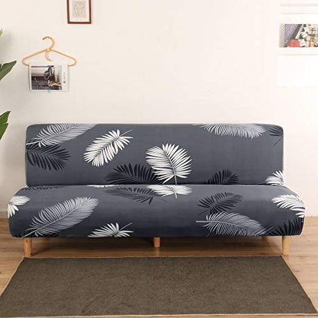 MIFXIN Armless Futon Slipcover Folding Sofa Cover Stretch Elastic Washable Couch Furniture Protector for 3 Seat Foldable Futon Sofa Bed Without Armrests (Dark Grey) MIFXIN