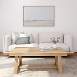 Plank+Beam Classic Rectangular Coffee Table, 48 Inch Farmhouse Coffee Table, Mini Center Tables for Small Spaces, Small Living Space Tea Table, Blonde Wirebrush Plank+Beam