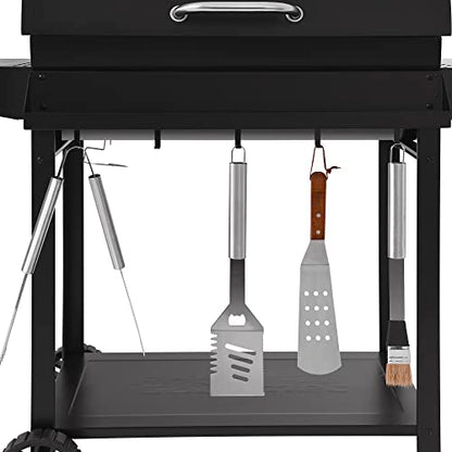 Royal Gourmet CC1830T 30-Inch Barrel Charcoal Grill with Warming Rack & Front Storage Basket, Outdoor BBQ Grill with 627 sq. in. Grilling Area for Backyard Barbecue Cooking Party, Black