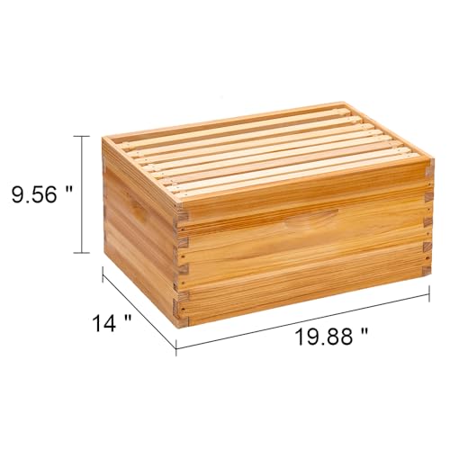 Honey Lake 8 Frame Bee Hive Box, Langstroth Deep Brood Honey Bee Box Dipped in 100% Beeswax for Beekeeper, Bee Hive Boxes with Frames and Waxed Foundations (Unassembled) - WoodArtSupply