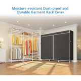 VIPEK V5L Garment Rack Heavy Duty Covered Clothes Rack with Dimmable LED Lights, 3000K Warm White, Portable Closet Wardrobe Freestanding Clothing Rack for Hanging Clothes, White Rack with Black Cover VIPEK