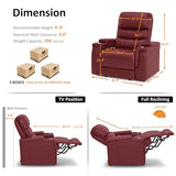 MCombo Triple Motors Power Recliner Chair with Power Headrest & Lumbar Support for Living Room, Home Theater Seating with Armrest Storage, Tray Table and Dual Charging Ports HTS708 (Red)