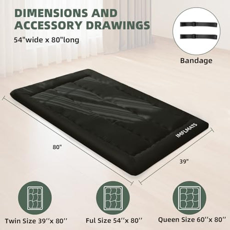 Japanese Floor Mattress Futon Mattress,3" Foldable Tatami Sleeping Pad for Adults & Kids,100% High Density Foam Comfortable Floor Mattress Twin Size 39"x 80",Ideal for Comfort and Support,Black imflmats