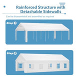Heavy Duty Party Tent Gazebo, 32x16 ft, Waterproof PE Canopy with Detachable Sidewalls, White Generic