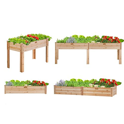 Agitree 2-Way Wood Raised Garden Bed with Detachable Legs, 47 * 23 * 31in, 1-Piece Spliceable Raised Planter Box, Outdoor Elevated Garden Bed for Vegetables Flowers Herb…