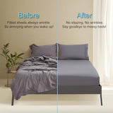 Popfavor Deep Pocket Queen Fitted Sheet with Straps - Fits Mattresses Up to 21" Thick - 3 Piece Bed Sheets - Moisture Wicking, Cooling & Soft Fitted Sheet & Pillow Cases (Grey) Popfavor