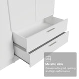 Madesa 4 Doors 2 Drawers Wardrobe Set, Armoire Closet Storage Cabinet, 63" L Wooden Clothing Organizer with Shelves and Hanging Space, White Madesa