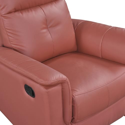 Lexicon Swivel Glider Recliner Chair, Comfy Nursery Glider, Top Grain Leather Match Recliner, Manual Reclining Chair for Living Room/Office/Apartment, Red Lexicon