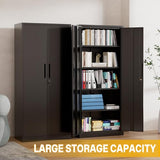 Reegangfa Metal Storage Cabinet with 2 Doors and 4 Adjustable Shelves, 71" Garage Storage Cabinet with Anti-Tipping Design, Lockable Garage Cabinets for Office, Home, Garage, Gym, School Reegangfa