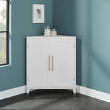Crosley Furniture Roarke Stackable Corner Pantry Storage Cabinet with Shelves, Kitchen, Dining, Laundry, White Crosley Furniture