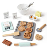PairPear Wooden Toy Cookies and Baking Set,Kids 28 Pieces Play Food Toy Kitchen Playset,Pretend Play Kitchen Accessories Gift for Boys and Girls 3 Years and up. PairPear