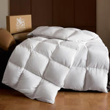 Goose Down Fiber Comforter Queen Size – All-Season Hotel Quality Duvet Insert, High Fill Power, Ultra Soft 100% Cotton, Box-Stitched, Breathable, Lightweight Luxurious White Bedding, 90"x 90" Sittova