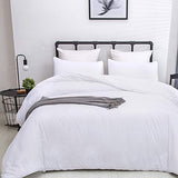 CLOTHKNOW White Full Size Comforter Sets 3Pcs White Bedding Comforter Sets Soft Men Women Comforter with 2 x Pillow Cases CLOTHKNOW