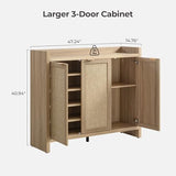 SICOTAS Shoe Storage Cabinet, 30 Pairs Rattan Shoe Cabinet Storage for Entryway, 6-Tier 41" Tall Large Shoe Cabinet, Boho Farmhouse Cabinet with Doors for Entryway Hallway Living Room, Light Oak SICOTAS