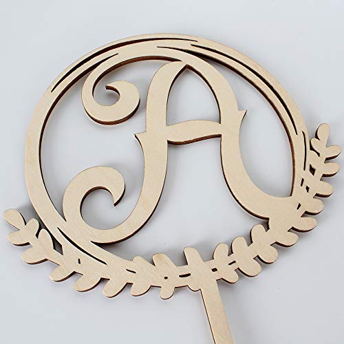 LINGTEER Personalized Inital Letter A Wooden Cake Topper Perfect for Birthday Rustic Wedding Anniversary Party Keepsake Decoration - WoodArtSupply