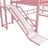 Bellemave House Loft Bed Full Size, Full Size Loft Bed with Storage Stairs and Open Wardrobe, Heavy Duty Loft Beds with Slide for Girls, Boys, Noise-Free Design Pink Bellemave