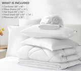 CozyLux Queen Comforter Set White - Bed in a Bag Queen Size 7 Pieces, Luxury Soft Bed Set for All Seasons, Bedding Set with Down Alternative Comforter, Sheets, Pillowcases & Shams CozyLux