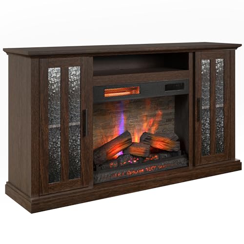 duraflame® Electric Fireplace TV Stand, Farmhouse Media Mantel with Storage, Stromburg Oak Duraflame