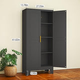 RISTERN Black Metal Storage Cabinet, 61" Steel File Cabinet for Home Office, Kitchen Pantry Storage Cabinet with Doors and 3 Adjustable Shelves, Metal Tool Cabinet, for Office, Home, Garage, School RISTERN