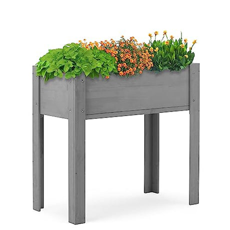 31x31x16 inch Raised Garden Bed with Legs, Elevated Wooden Planter Box for Outdoor Plants Flowers Fruits Vegetable Herb Growing Mederla