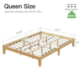 COLAMY 12 Inch Queen Size Platform Bed Frame，Sturdy Wood Bed Frame with Wood Slat Support, No Box Spring Needed, Easy Assembly(Rustic Pine) COLAMY