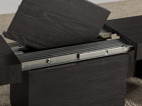 Transformer Table Dining Table Set for 4 to 12, Extendable Wood Dining Table 1 to 10 feet with Extendable Bench - Space Saving Furniture Wood (Black, Table + Bench) Transformer Table