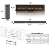 HOMTHING 70" Smart WiFi Electric Fireplace, Wall Mounted & Recessed, App & Remote Control, Ultra-Thin 750W/1500W Fireplace with Touch Screen, 12H Timer, 5 Realistic Flames, Log & Crystal (70" WiFi) HOMTHING