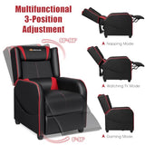 Goplus Massage Gaming Recliner Chair, Racing Style PU Leather Single Recliner Sofa with Footrest, Adjustable Modern Living Room Recliners, Ergonomic Home Theater Recliner Seat (Red)