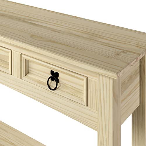 Furniture Dash Solid Wood Hall Table Console 47.9" W, 12.6" D, 28.8" H - Farmhouse Entryway Table with 3 Drawers, Office Hallway Foyer, Wooden - WoodArtSupply