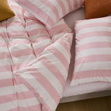 Merryword Pink and White Striped Duvet Cover Set Queen Size, 100% Cotton Bedding Set with Zipper Closure & 8 Corner Ties, Luxury Linen Like Bedding, Soft Breathable Comforter Cover for All Seasons Merryword