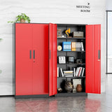 INTERGRAET Metal Storage Cabinet with Adjustable Shelves, Garage Storage Cabinets with Doors and Shelves, File Cabinets for Home Office, Kitchen Pantry Cabinet, 72''H, Black Red INTERGREAT