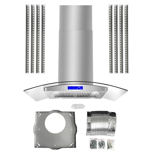 COSMO COS-668ICS900 36 in. Lumin Collection 380 CFM Ducted Island Range Hood, Soft Touch Controls, LED Lights, Stainless Steel COSMO