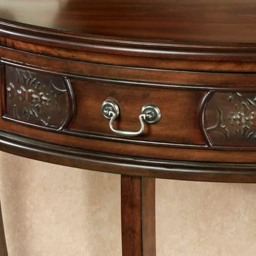 Touch of Class Pennington Console Table Natural Cherry - Handcrafted Wood - Half Circle Moon - Victorian Style - Elegant Regal Furniture Tables for Entryway - 30 Inches High Touch of Class