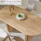 T4TREAM 63" Fluted Oval Dining Table for 4-6, Mid-Century Modern Kitchen Table with Thickened Edge & Strip Pedestal Base, Wood Luxury Table for Dining Room/Kitchen/Home Office,Natural Oak(Table Only) T4TREAM