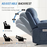 Sftaiyou Manual Rocker Recliner Chair for Adults with Massage, Overstuffed Glider Rocking Chair with Cup Holders and Pockets for Living Room, Reclining Sofa Chair for Bedroom Nursery,Navy Blue