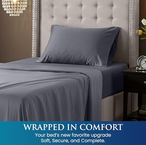 Utopia Bedding Twin Size 3 Piece Sheet Set - Brushed Microfiber - Soft Bed Sheets for Twin Size Bed Set - Includes 1 Fitted, 1 Flat, & 1 Pillow Case - Deep Pocket (Grey) Utopia Bedding