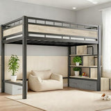 SDHYL Twin Size Loft Bed, with Storage Stairs & Drawers,Space-Saving Heavy-Duty Metal Bed Frame, No Box Spring Needed, Easy Assembly, Black SDHYL