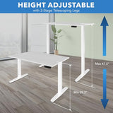 Mount-It! Motorized Sit Stand Adjustable Height Desk Frame with 48" Tabletop - Ergonomic Single Motor Adjustable Standing Height Table, Desktop Rising Up to 47.2" Memory Control, Large White Desk Mount-It!