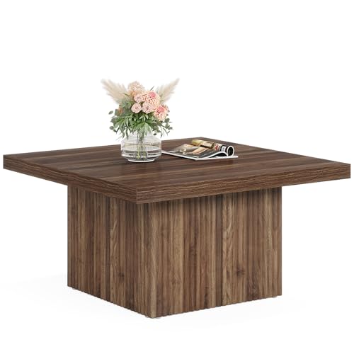Tribesigns Square Coffee Table, 31.5-Inch Engineered Wood Coffee Table for Living Room, Vintage Brown Center Table, Large Mid-Century Modern Cocktail Table Tribesigns