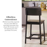 Walker Edison 2-Piece Minimalist Solid Wood Counter Stool, Set of 2, Black Walker Edison