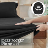 Yibeizi Twin Sheets Set, Black Cooling Hypoallergenic Microfiber Single Bed Sheets, Soft Oeko-Tex Extra Deep Pocket Sheets & Pillowcases Wrinkle Free Bedsheets Yibeizi
