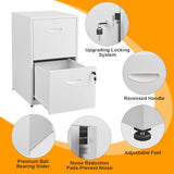 2 Drawer File Cabinet with Lock, Two Drawer Vertical Filing Cabinets, 18" Deep Steel Filing Cabinet for Home Office, Light Duty Metal White Filing Cabinet for Letter-Size Files - Assemly Required MetalMax