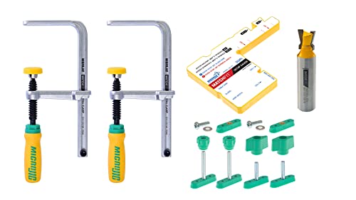 MICROJIG Matchfit DVC-1177K2 Dovetail Clamp Pro, Green/Yellow/Silver MICRO JIG