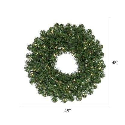 Vickerman 48" Oregon Fir Artificial Wreath - Faux Christmas Wreath with Warm White LED Mini Lights - Wreath for Mantel or Door - Reliable and Durable