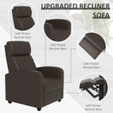 MKDLUFEI Massage Recliner Chair, Single Sofa Chair with Remote Control, Adult Chair Recliner, Living Room Recliners with Pu Leather Push Back Backrest, Brown