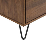 Crosley Furniture Teagan Mid Century Record Storage Sideboard Buffet Cabinet, Brown Oak Crosley Furniture